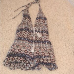 Backless, Patterned Romper